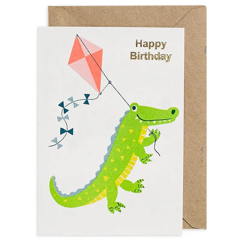 Happy Birthday Croc Greetings Card by Petra Boase