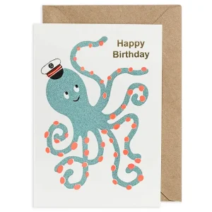 Happy Birthday Octopus Greetings Card by Petra Boase
