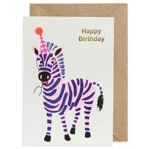 Happy Birthday Zebra Greetings Card by Petra Boase