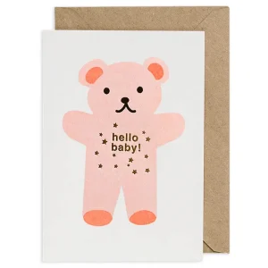 Hello Teddy New Baby Greetings Card by Petra Boase
