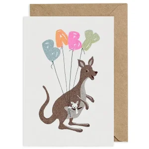 Kangaroo New Baby Greetings Card by Petra Boase