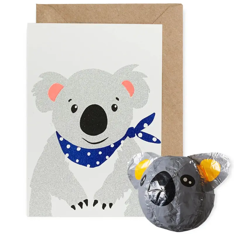 Koala Japanese Paper Balloon Greetings Card by Petra Boase