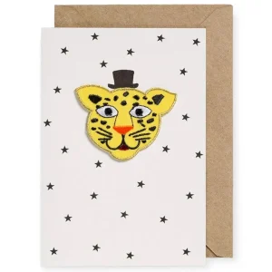 Leopard Iron On Patch Greetings Card by Petra Boase