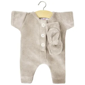 Lili Romper and Headband Set (28cm Doll) in Pearl Grey Velour by Minikane