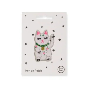 Lucky Waving Cat Iron On Patch by Petra Boase