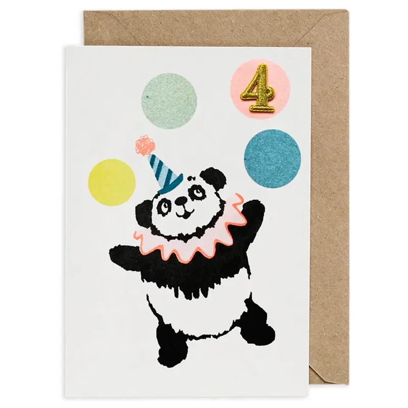 Panda Embroidered Age Card by Petra Boase - Age 4