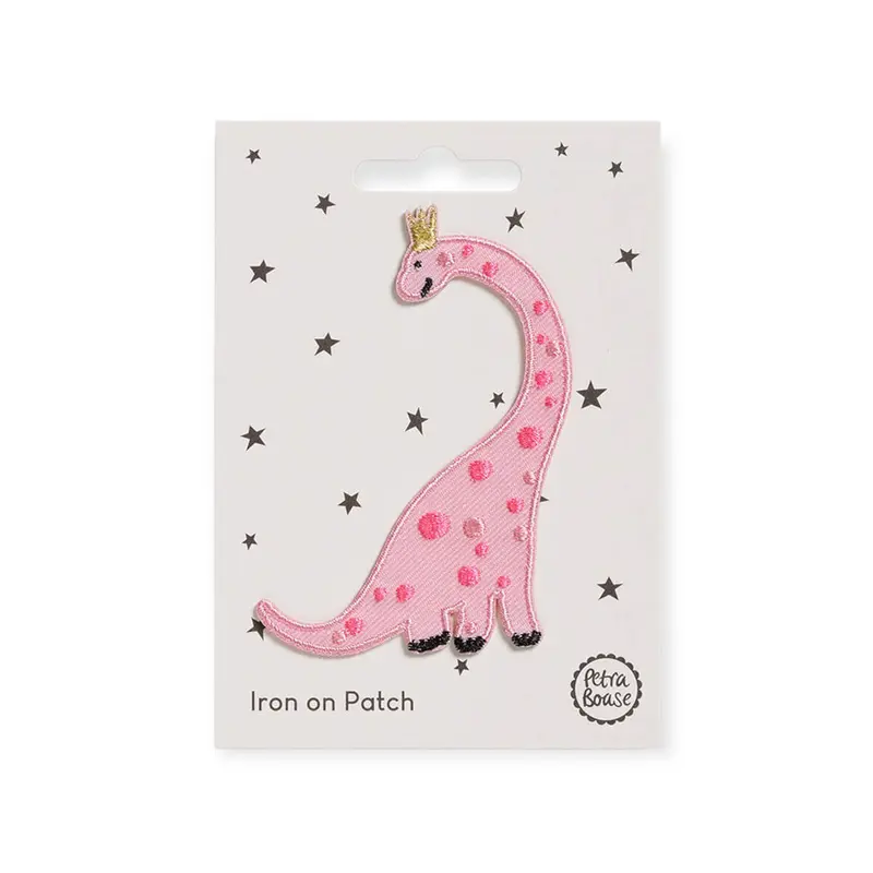 Pink Dinosaur Iron On Patch by Petra Boase