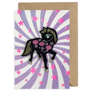 Pony Iron On Patch Greetings Card by Petra Boase
