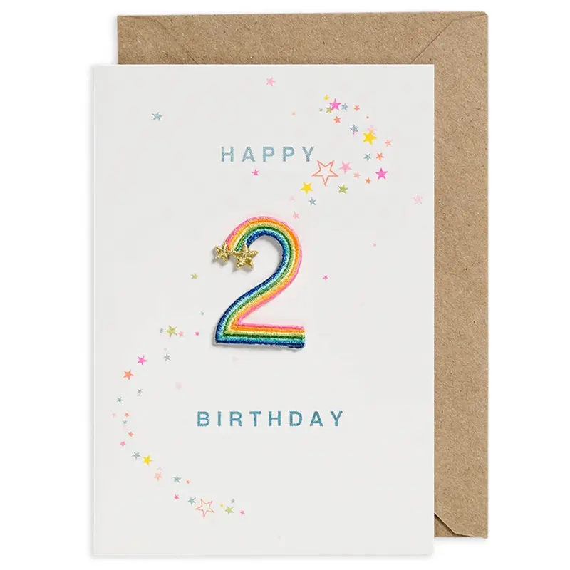 Rainbow Embroidered Age Card by Petra Boase - Age 2