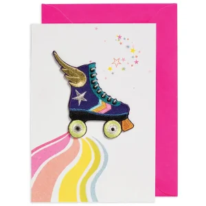 Rainbow Skate Iron On Patch Greetings Card by Petra Boase