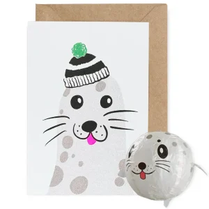 Seal Japanese Paper Balloon Greetings Card by Petra Boase