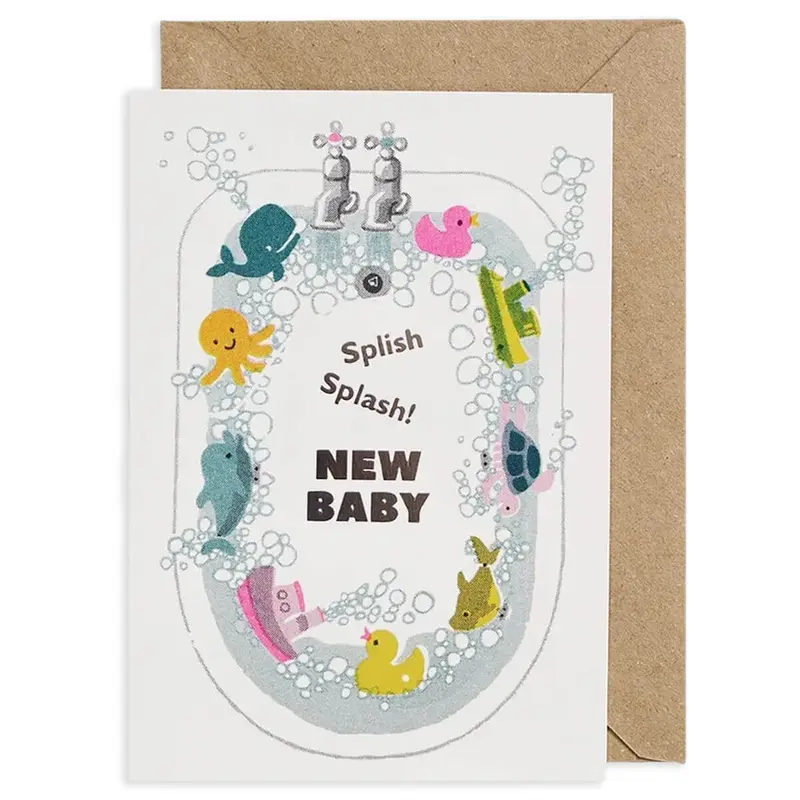 Splish Splash New Baby Greetings Card by Petra Boase