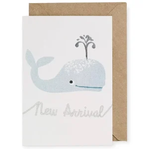 Teal Whale New Baby Greetings Card by Petra Boase