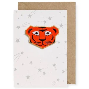 Tiger Iron On Patch Greetings Card by Petra Boase