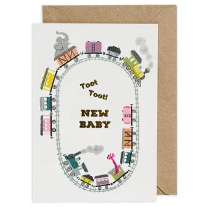 Toot Toot Train New Baby Greetings Card by Petra Boase