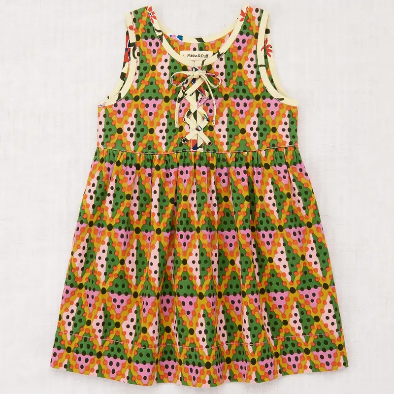 Agatha Dress in Hazy Lilac Harlequin Dots by Misha & Puff