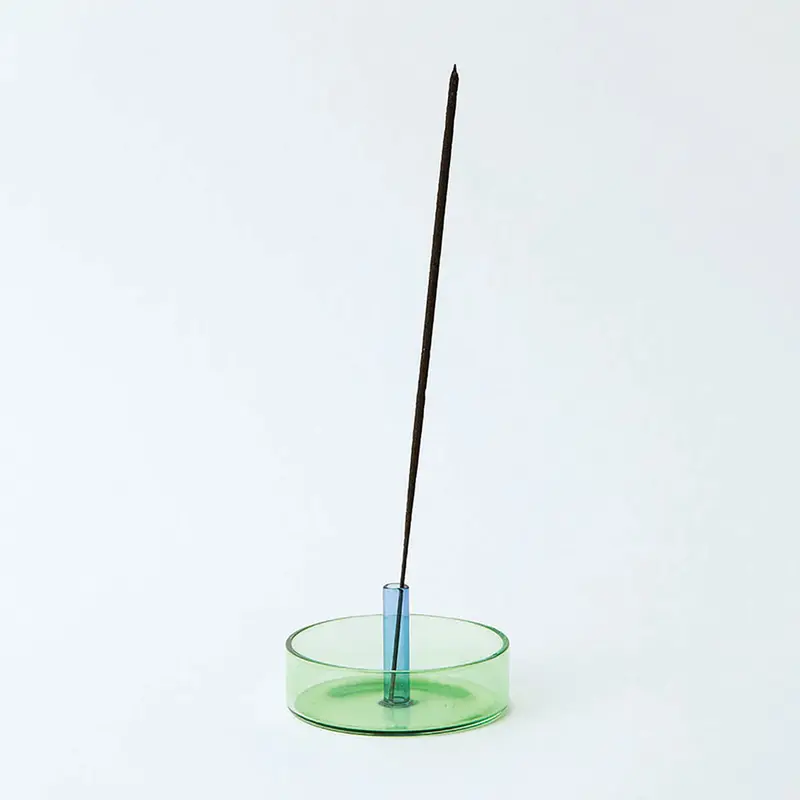 Duo Tone Glass Incense Holder in Green / Blue by Block Design