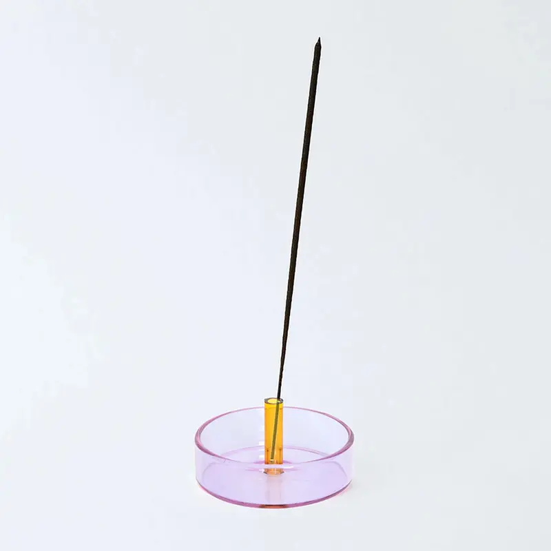 Duo Tone Glass Incense Holder in Lilac / Peach by Block Design
