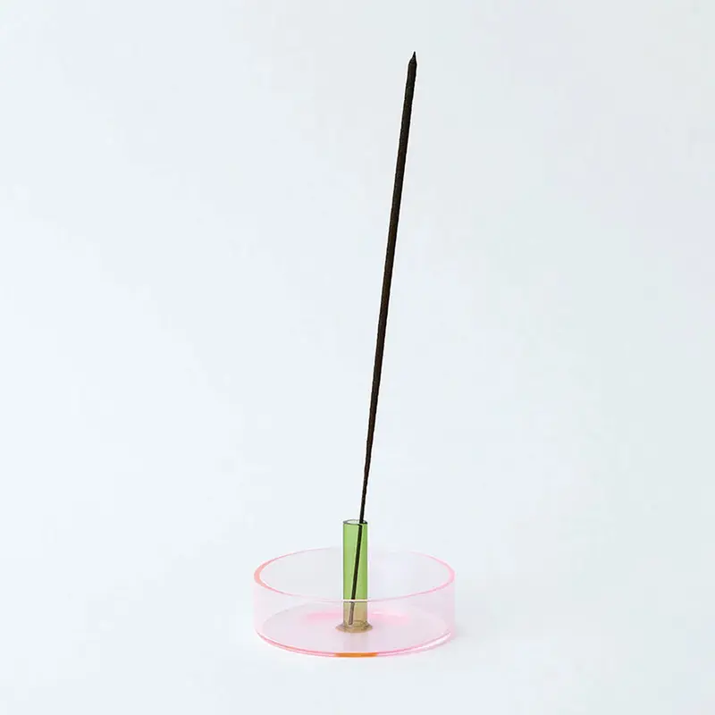 Duo Tone Glass Incense Holder in Pink / Green by Block Design