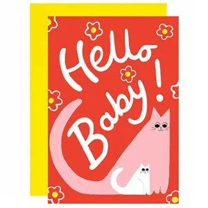 Hello Baby Cat Greetings Card by Ickaprint