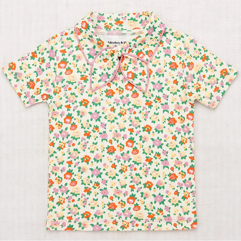 Junior Scout Tee in String / Hazy Lilac Brimfield by Misha & Puff