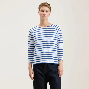 Maow Crew Neck T-Shirt in Blue Stripe by Bellerose