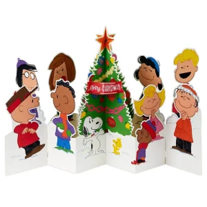Pop-Up Peanuts Children and Snoopy Christmas Greetings Card by Hallmark