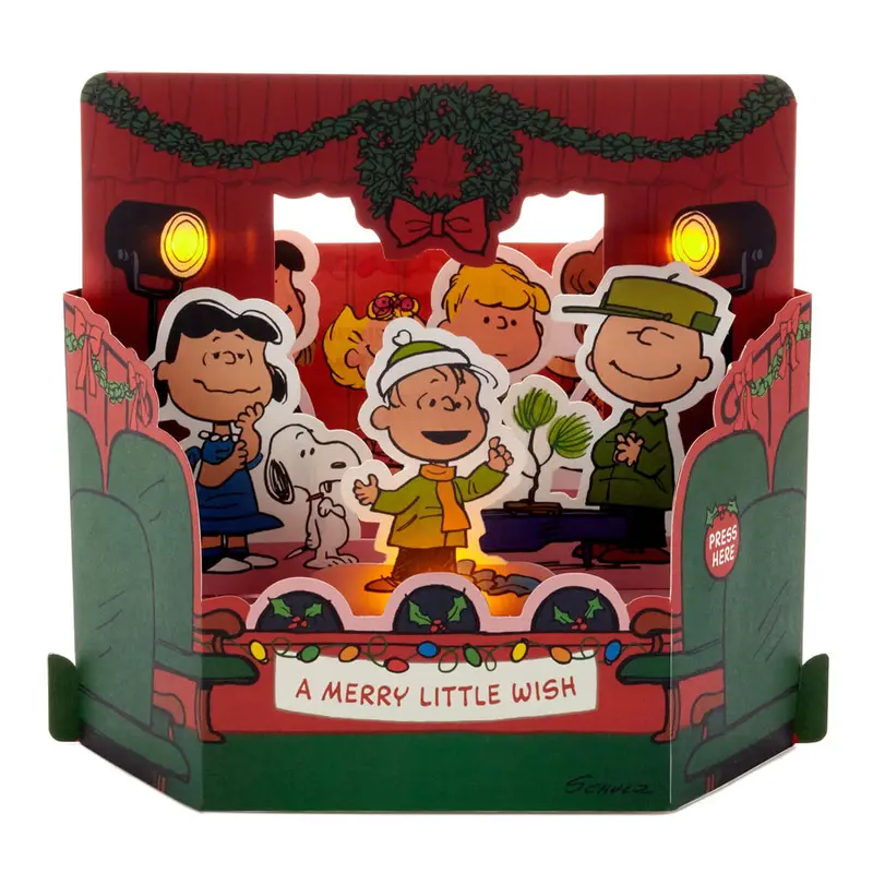 Pop-Up Peanuts Light and Sound Christmas Greetings Card by Hallmark