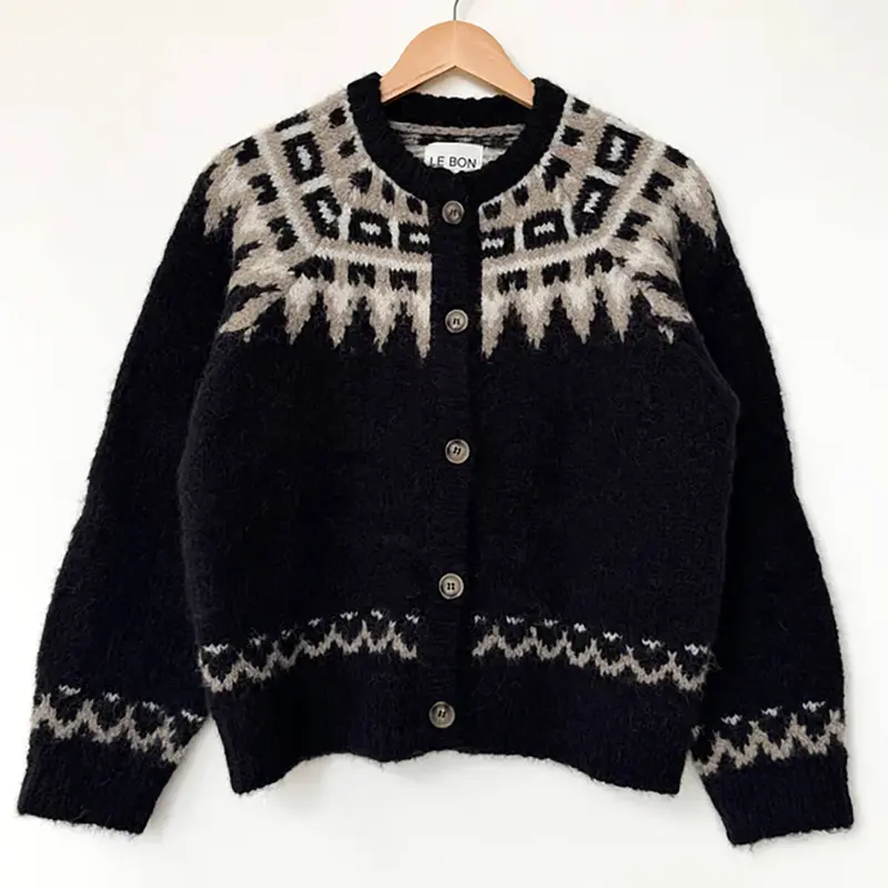 Alpaca Cabin Cardigan in Black by Le Bon Shoppe