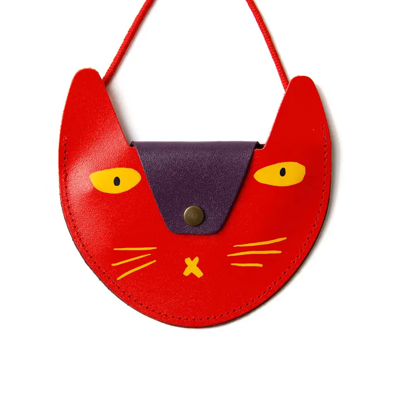 Cat Pocket Purse In Red by Ark Colour Designs