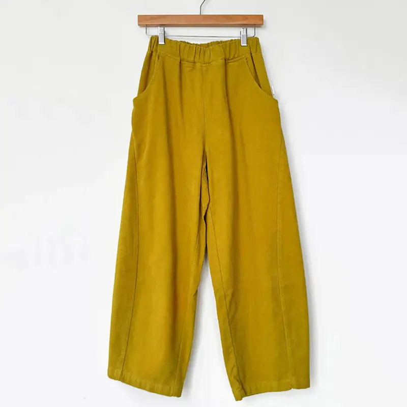 Corduroy Arc Pants in Green Olive by Le Bon Shoppe
