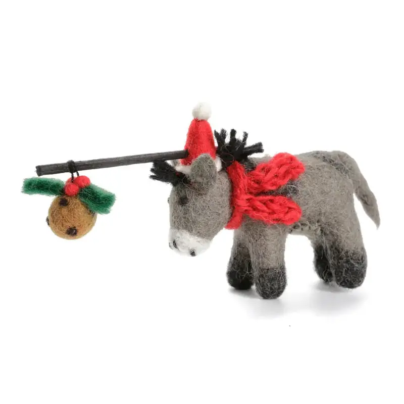 Donkey With Christmas Pudding Hanging Christmas Decoration by Amica