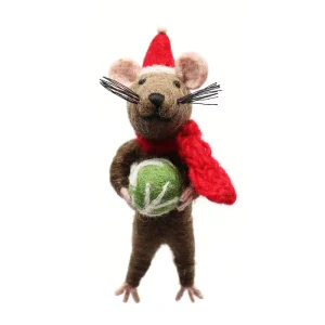 Festive Rat With Sprout Hanging Christmas Decoration by Amica