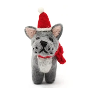 French Bull Dog in Hat & Scarf Hanging Christmas Decoration by Amica