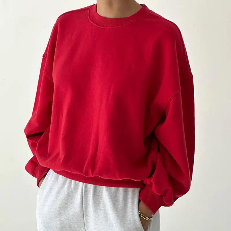 French Terry Core Sweatshirt in Red Tulip by Le Bon Shoppe