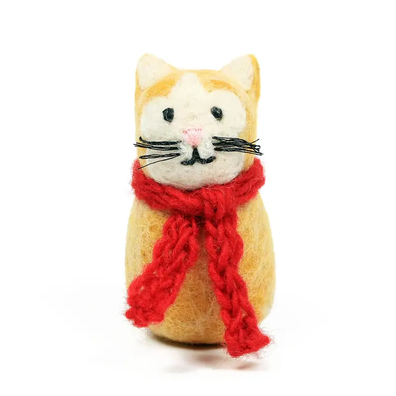 Ginger Cat With Scarf Hanging Christmas Decoration by Amica