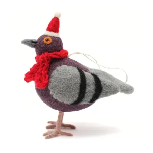 Pigeon with Hat & Scarf Hanging Christmas Decoration by Amica