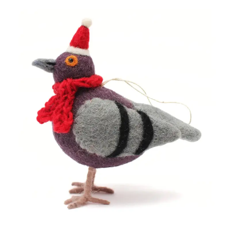 Pigeon with Hat & Scarf Hanging Christmas Decoration by Amica