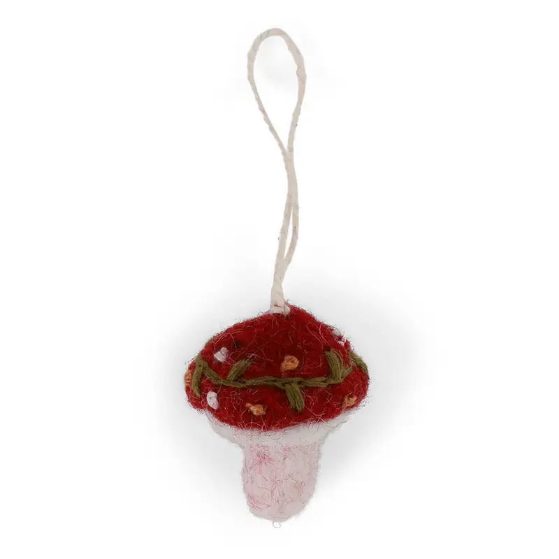 Small Embroidered Mushroom Hanging Decoration by Gry & Sif