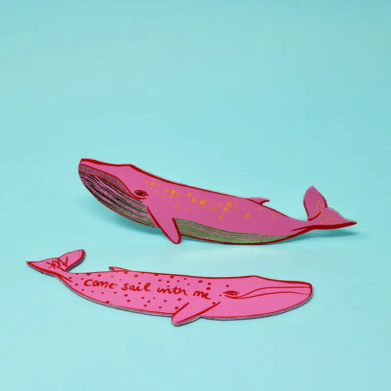 Whale Bookmark in Hot Pink by Ark Colour Designs