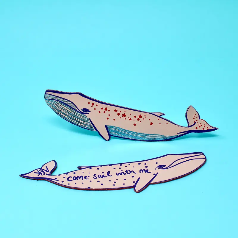 Whale Bookmark in Pale Pink by Ark Colour Designs