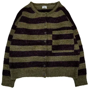 Women's Moya Cardigan in Nettle / Fig Stripe by Mabli