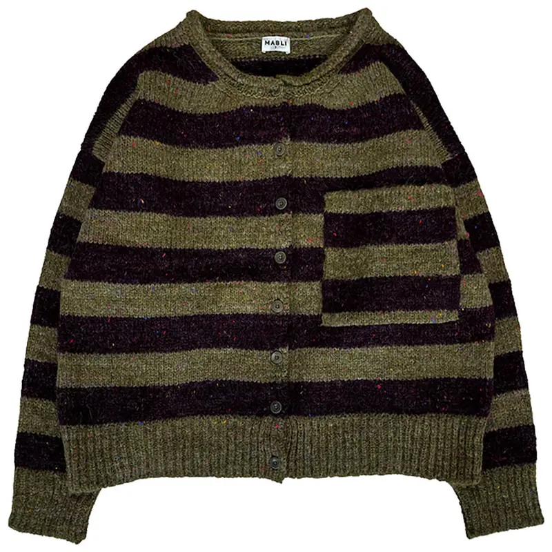 Women's Moya Cardigan in Nettle / Fig Stripe by Mabli