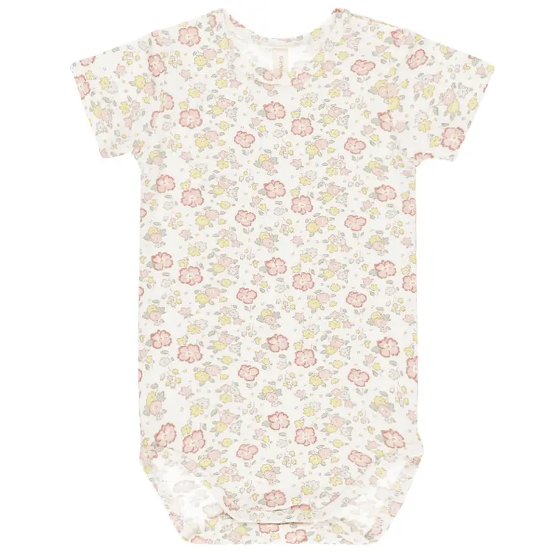 Bamboo Short Sleeve Bodysuit in Bloom by Quincy Mae - Last Ones In Stock - 0-12 Months