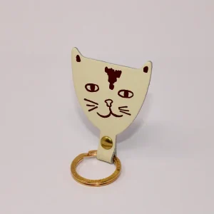 Cat Head Key Fob in Cream by Ark Colour Designs