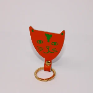 Cat Head Key Fob in Orange by Ark Colour Designs