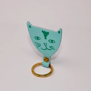 Cat Head Key Fob in Turquoise by Ark Colour Designs