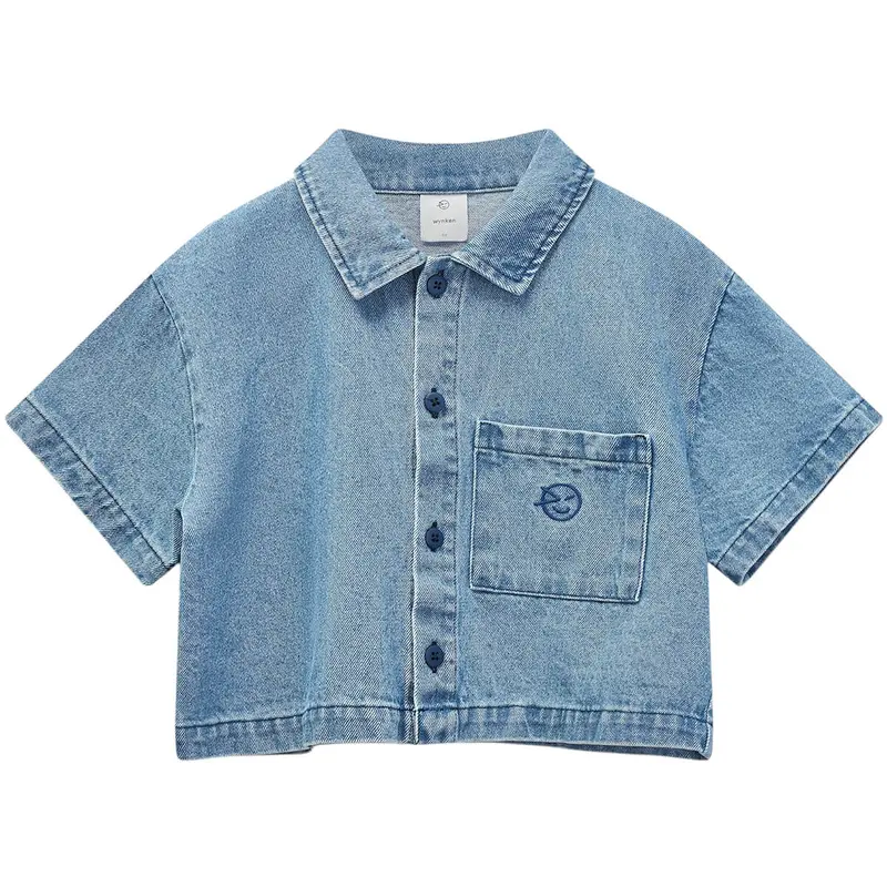 Crop Day Shirt in Mid Bleach Wash by Wynken