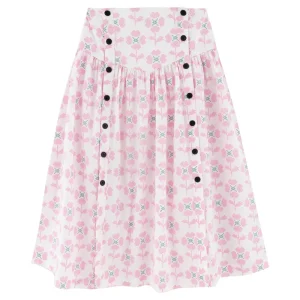 Cross Stitch Flowers Buttoned Skirt by The Tiny Big Sister - Last One In Stock - EUR 36 (UK 8)