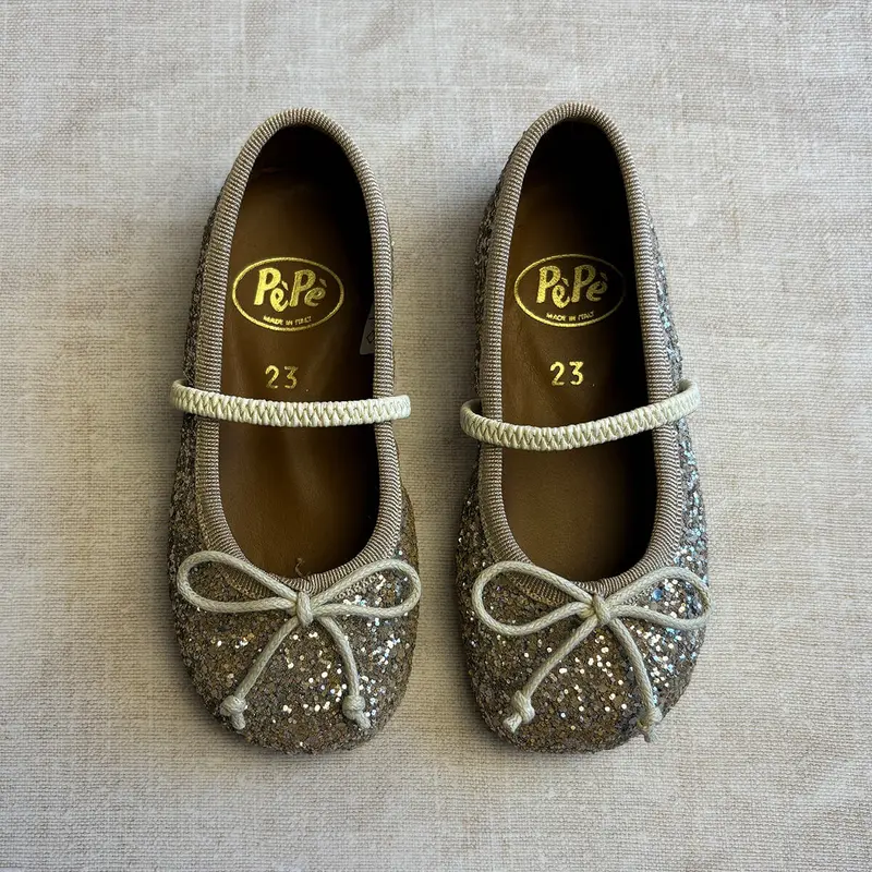 Darlyn Glitter Ballet Slippers in Miele by PP